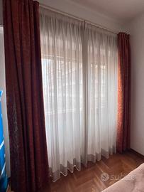 Tenda doppio strato crema e damascato arancione