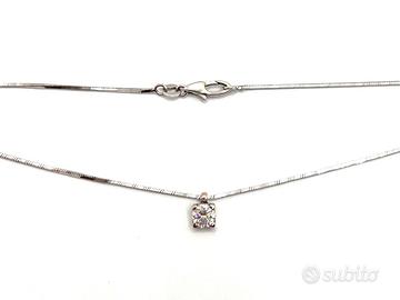Collana oro bianco punto luce diamante ct. 0,60