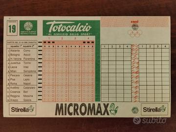 Schedina Totocalcio 31-12-1988