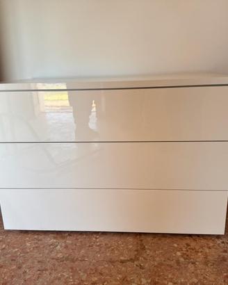 Cassettiera comò bianco lucido come nuova