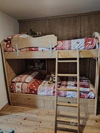 letto a castello in legno di abete