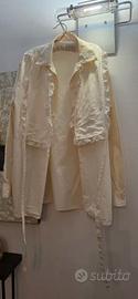 Camicia / Blusa Romantica in Cotone Panna con Merl
