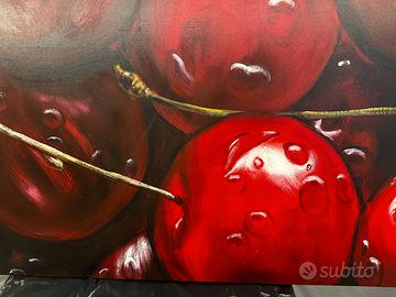 Grande dipinto originale a tempera – Ciliegie –