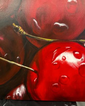 Grande dipinto originale a tempera – Ciliegie –