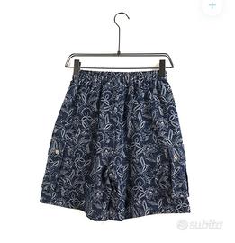 Pantaloncino cargo corto blu ricamato