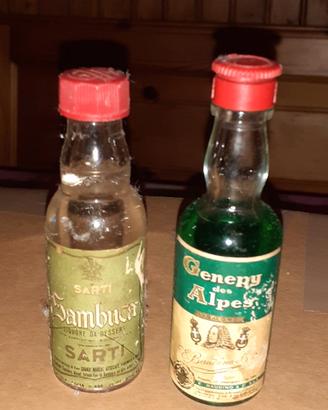 2 Bottiglie Mignon Liquori Sambuca Sarti - Genepy