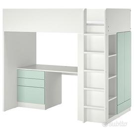 Letto a soppalco con armadio e scrivania di Ikea