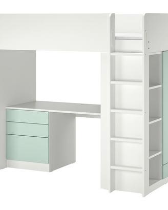 Letto a soppalco con armadio e scrivania di Ikea
