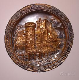 QUADRO TONDO VINTAGE ANNI 60 RAME BATTUTO BORGO 24