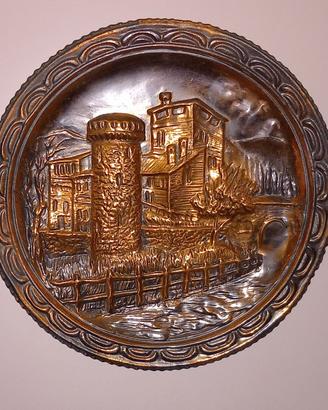 QUADRO TONDO VINTAGE ANNI 60 RAME BATTUTO BORGO 24