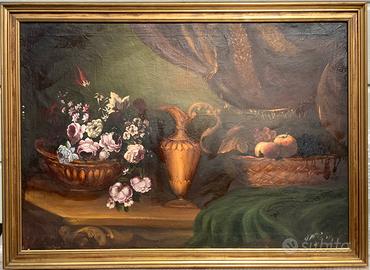 Quadro Natura morta, con fiori e frutta