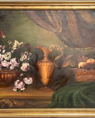Quadro Natura morta, con fiori e frutta