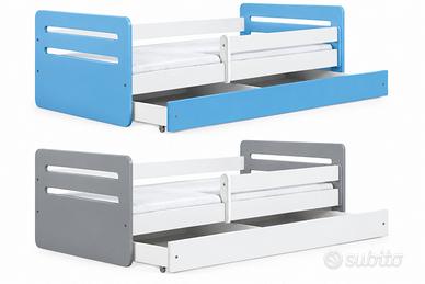 letto per bambino a cassettone bianco grigio