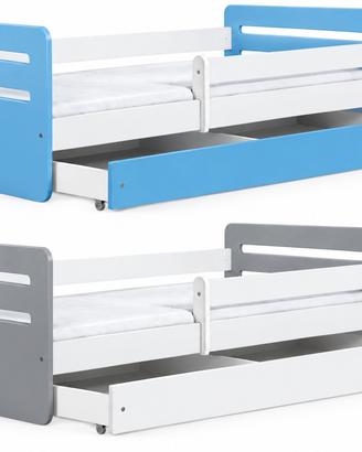 letto per bambino a cassettone bianco grigio