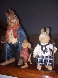 conigli soprammobile in resina