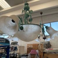 Lampadario in ferro battuto e vetro - elegante