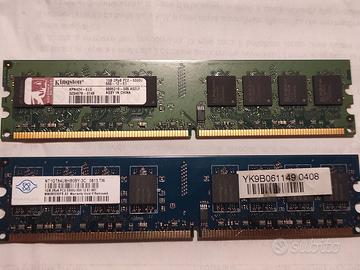 Coppia RAM 2GB (1GB+1GB) DDR2 667MHz PC2-5300 Desk