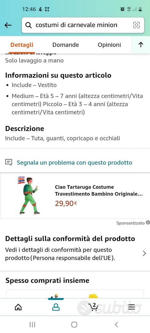 Vestito carnevale minion - Tutto per i bambini In vendita a Bergamo