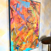 Quadro su tela astratto dipinto colori vivaci