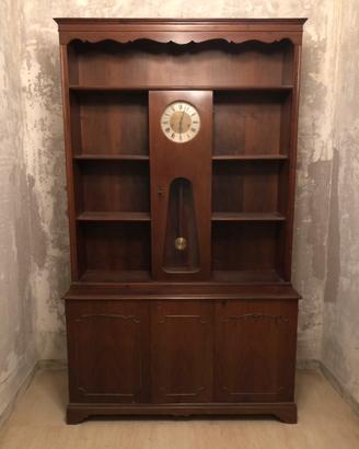 Mobile Libreria Credenza con Orologio a Pendolo