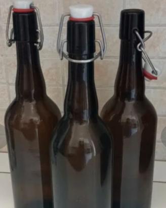 4 bottiglie in vetro scuro da 750 ml
