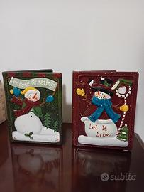 2 Tealight holder christmas snowman yankee candle 