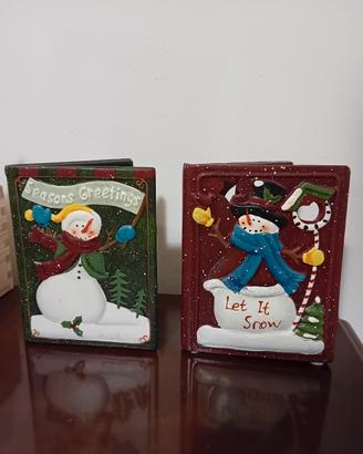 2 Tealight holder christmas snowman yankee candle 