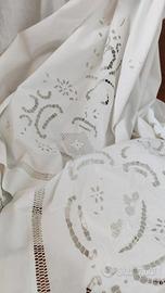 Lenzuolo Ricami Intaglio Orlo a Giorno Puro Cotone