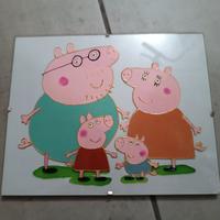 Quadro Peppa Pig dipinto a mano su vetro