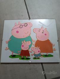 Quadro Peppa Pig dipinto a mano su vetro