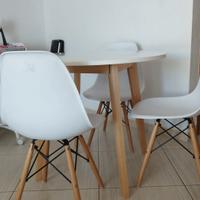 Tavolo Tondo in MDF e gambe in Faggio + 3 Sedie