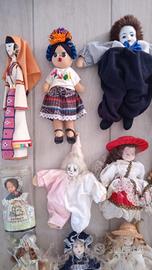 bambole varie vintage in ceramica , stoffa , etc