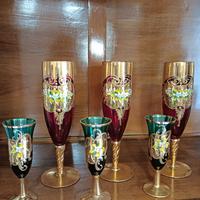 Coppia servizi bicchieri in vetro di Murano 