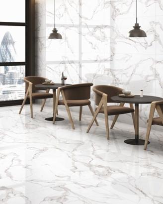 Pavimento gres lucido Carrara Vena continua 60x120