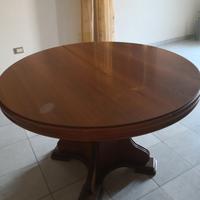tavolo rotondo in ciliegio, allungabile e 6 sedie 
