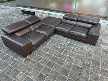 Divano com penisola vera pelle