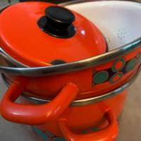 Set pentole smaltate Krups rosse vintage