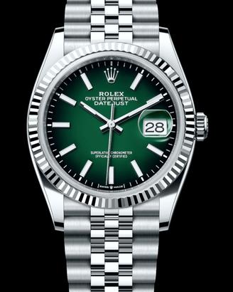 Rolex DJ 36mm 126234 verde ombré nuovo 09/2026
