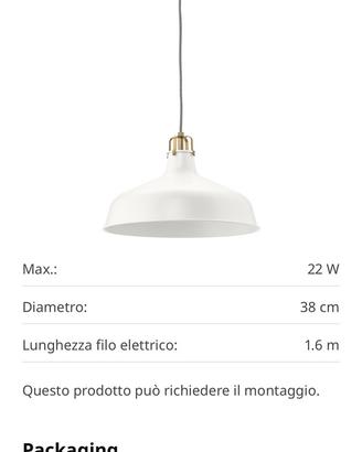 Lampadario Ikea Ranarp bianco ancora imballato