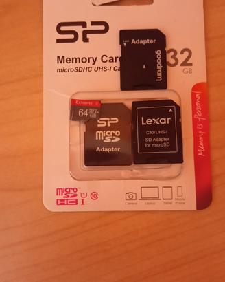 micro sd da 32 e 64 con adattatore 