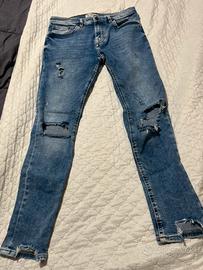 Jeans Pull&Bear Super Skinny Blu Strappat
