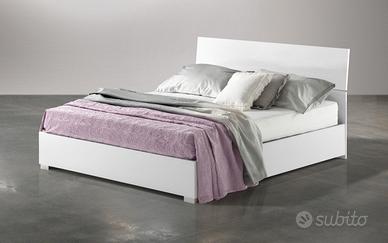 Letto contenitore matrimoniale bianco con rete