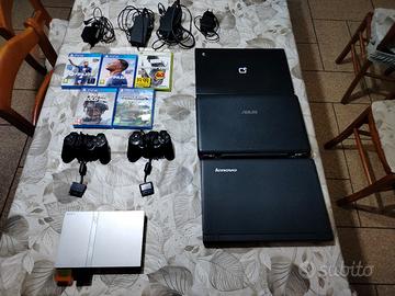Lotto Tech: PS2 Slim Silver + 3 PC + Giochi PS4