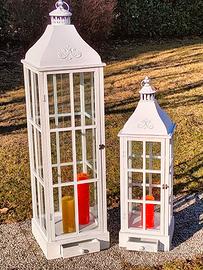 Lanterne GRANDI in Legno Vetro Metallo h130/90 Cm