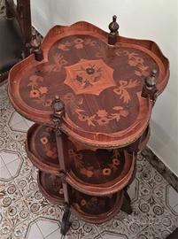 Tavolino etagere intarsiato luigi XV