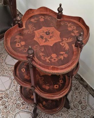 Tavolino etagere intarsiato luigi XV
