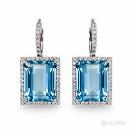 Orecchini acqua marina 13,61 ct e diamanti