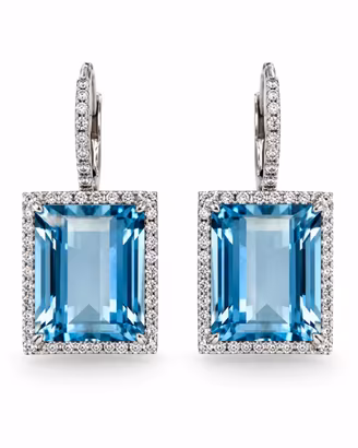 Orecchini acqua marina 13,61 ct e diamanti