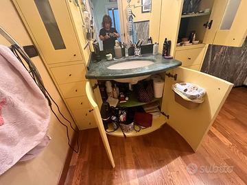 Mobile Bagno Artigianale Crema e Marmo Verde Guate