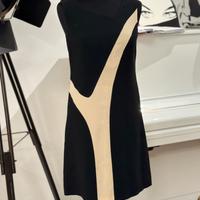 Vestito senza maniche nero e beige